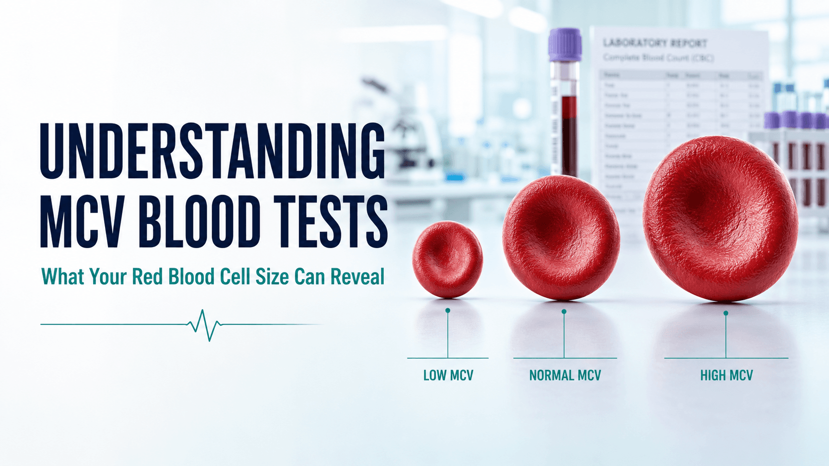 MCV blood test diagram showing red blood cell sizes.